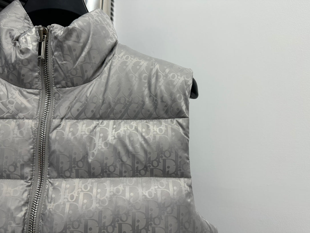 Elegant Gray Dior Puffer Vest For Sophisticated Cold - Weather Style