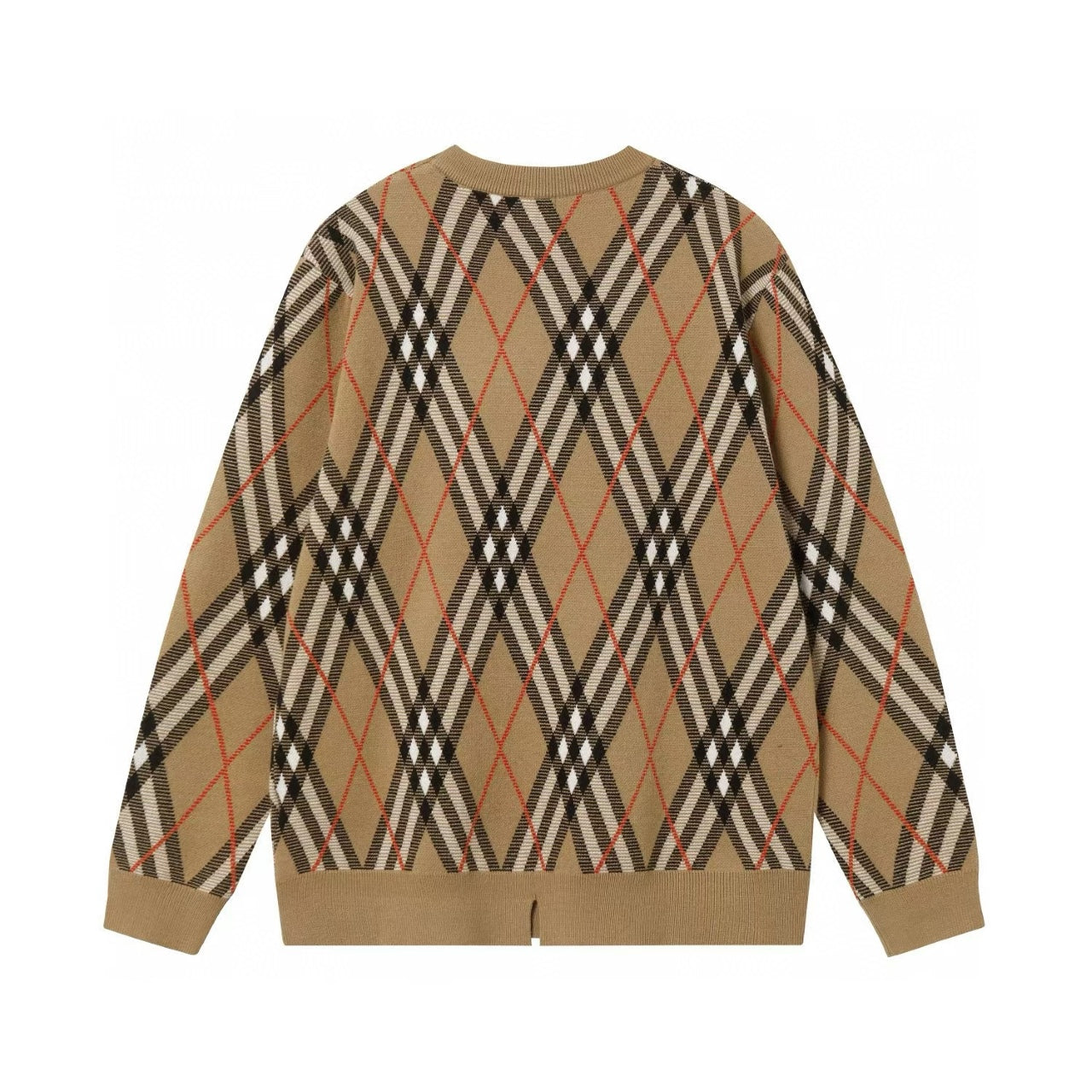 Burberry Men's Argyle Check Pattern Crew Neck Knitted Sweater