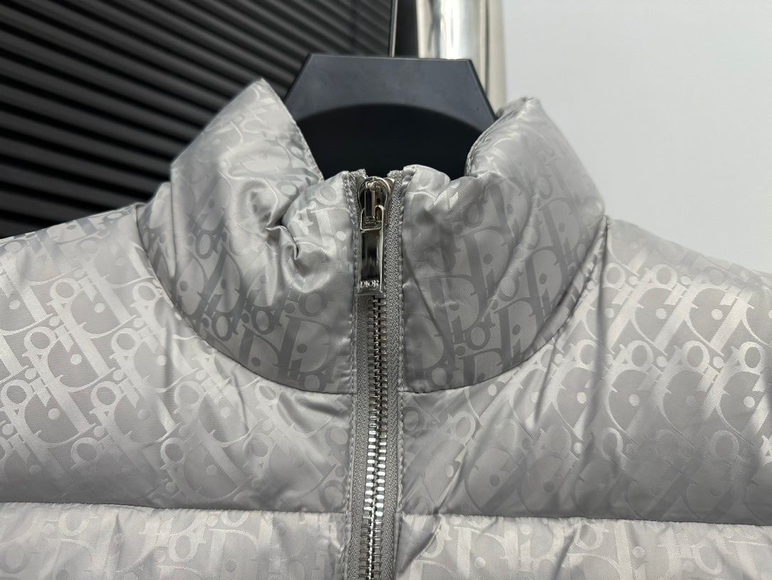 Elegant Gray Dior Puffer Vest For Sophisticated Cold - Weather Style