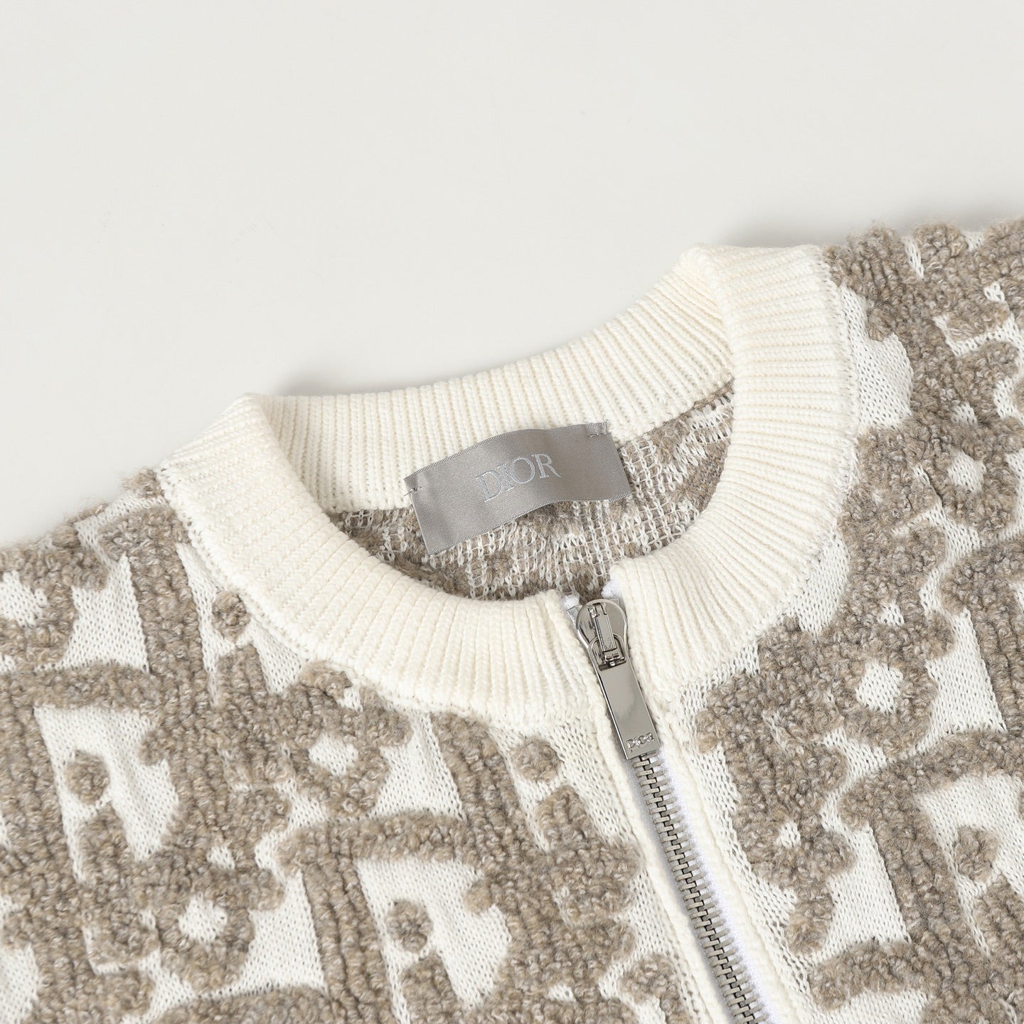 Dior Monogram Pattern Zip - Up Long Sleeve Fashion Sweater