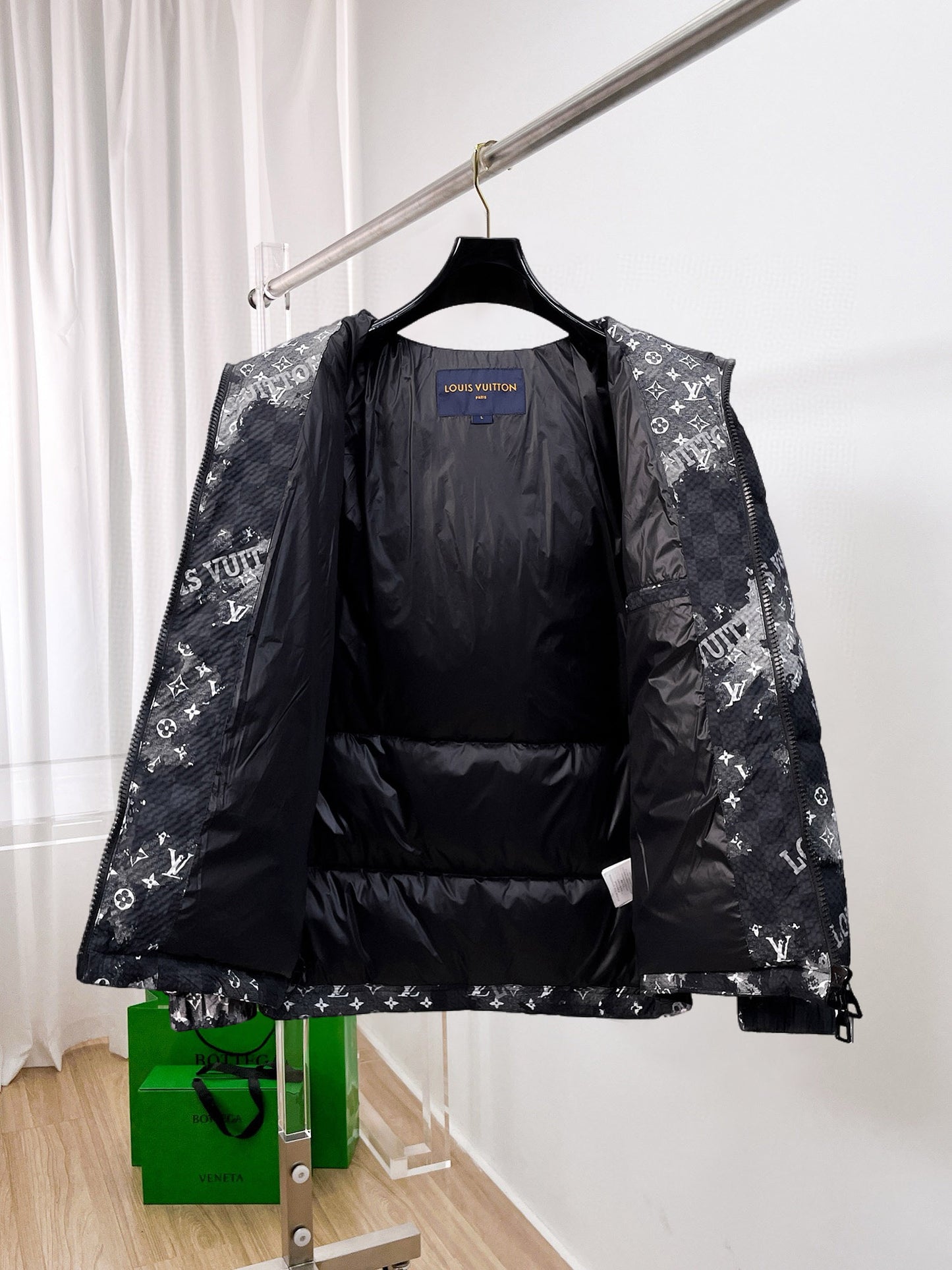 Louis Vuitton Hooded Down Jacket With Monogram And Logo Print