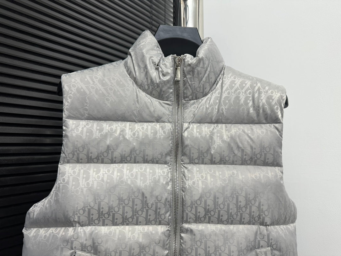 Elegant Gray Dior Puffer Vest For Sophisticated Cold - Weather Style
