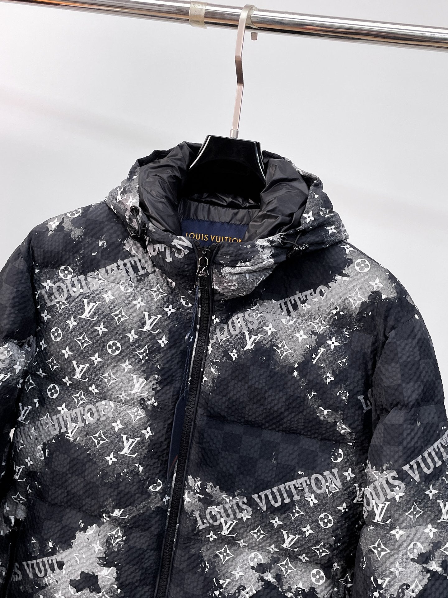 Louis Vuitton Hooded Down Jacket With Monogram And Logo Print