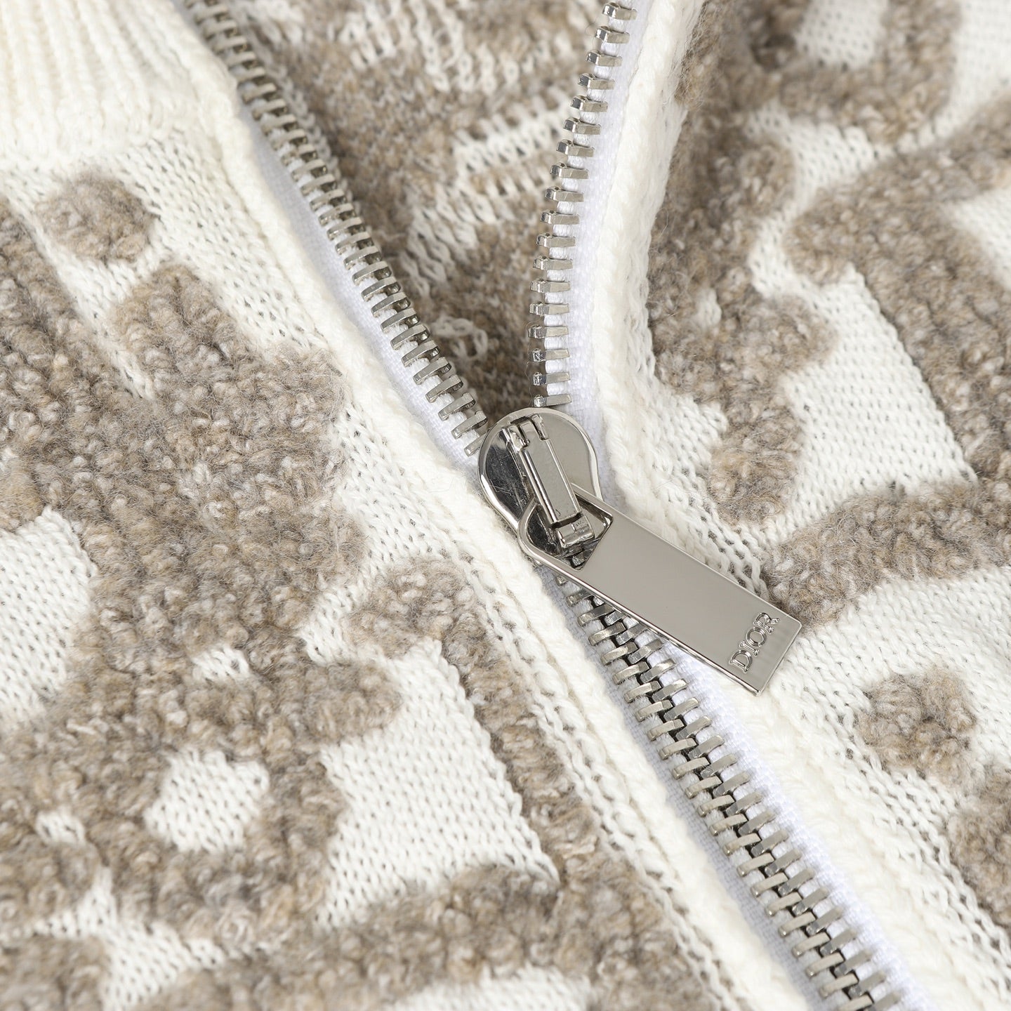 Dior Monogram Pattern Zip - Up Long Sleeve Fashion Sweater