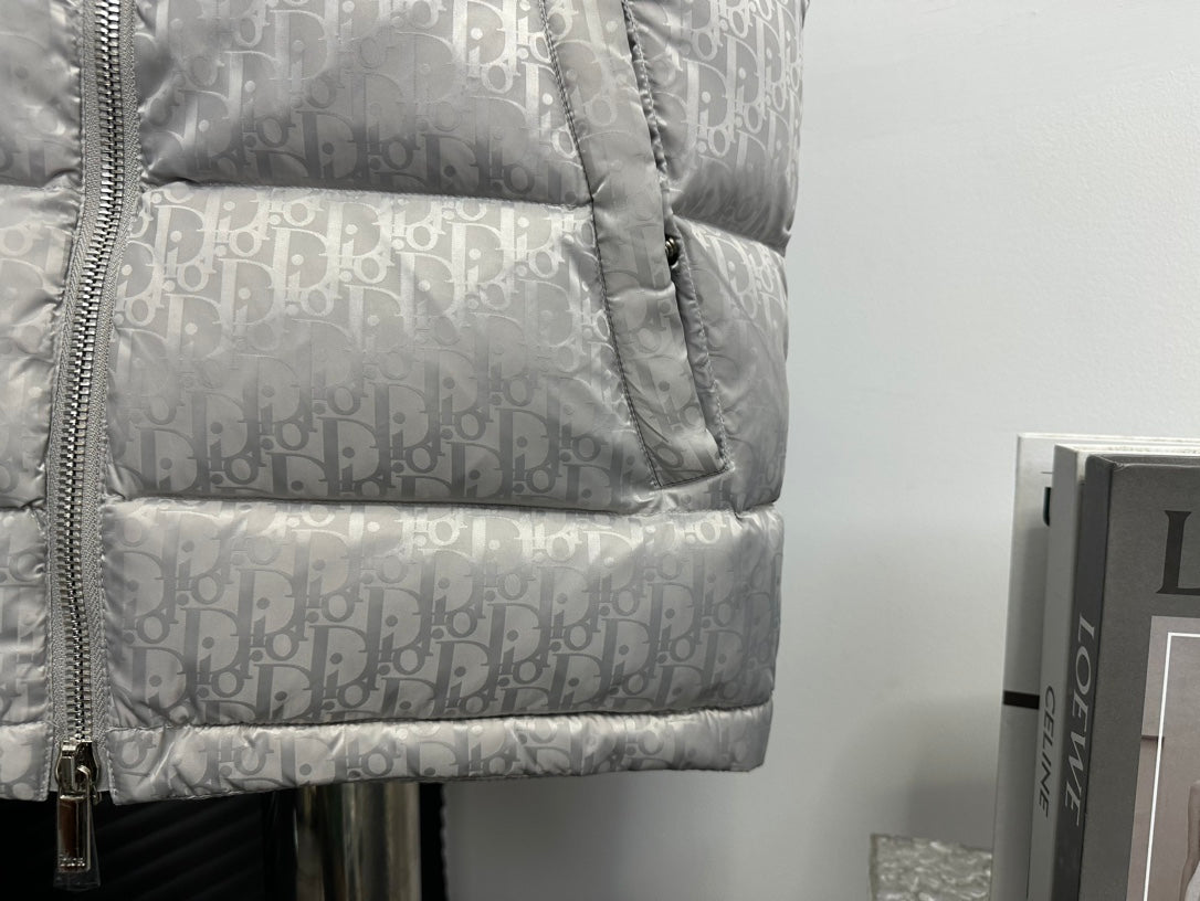 Elegant Gray Dior Puffer Vest For Sophisticated Cold - Weather Style