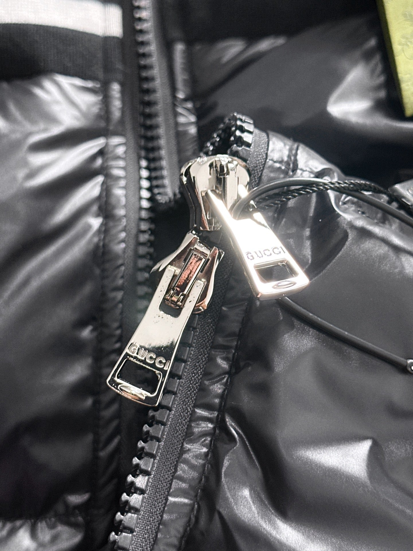 Gucci Black High - Neck Down Jacket With Brand Accents