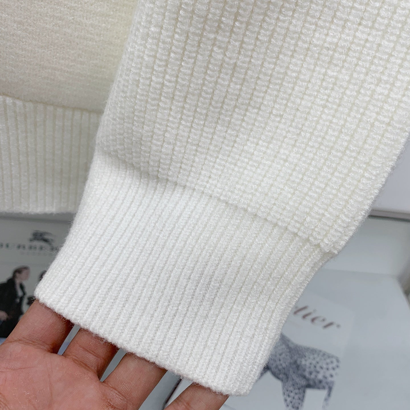 Chrome Hearts Inspired White Knit Cardigan With Collar Metal Buttons And Pockets