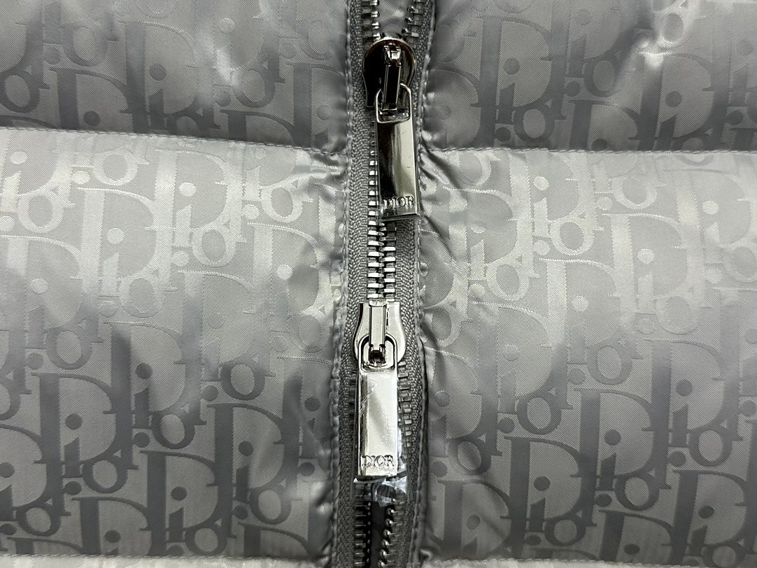Elegant Gray Dior Puffer Vest For Sophisticated Cold - Weather Style