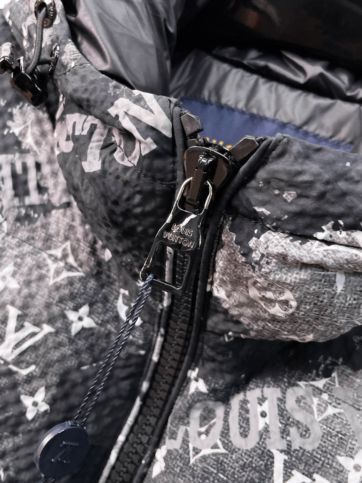 Louis Vuitton Hooded Down Jacket With Monogram And Logo Print