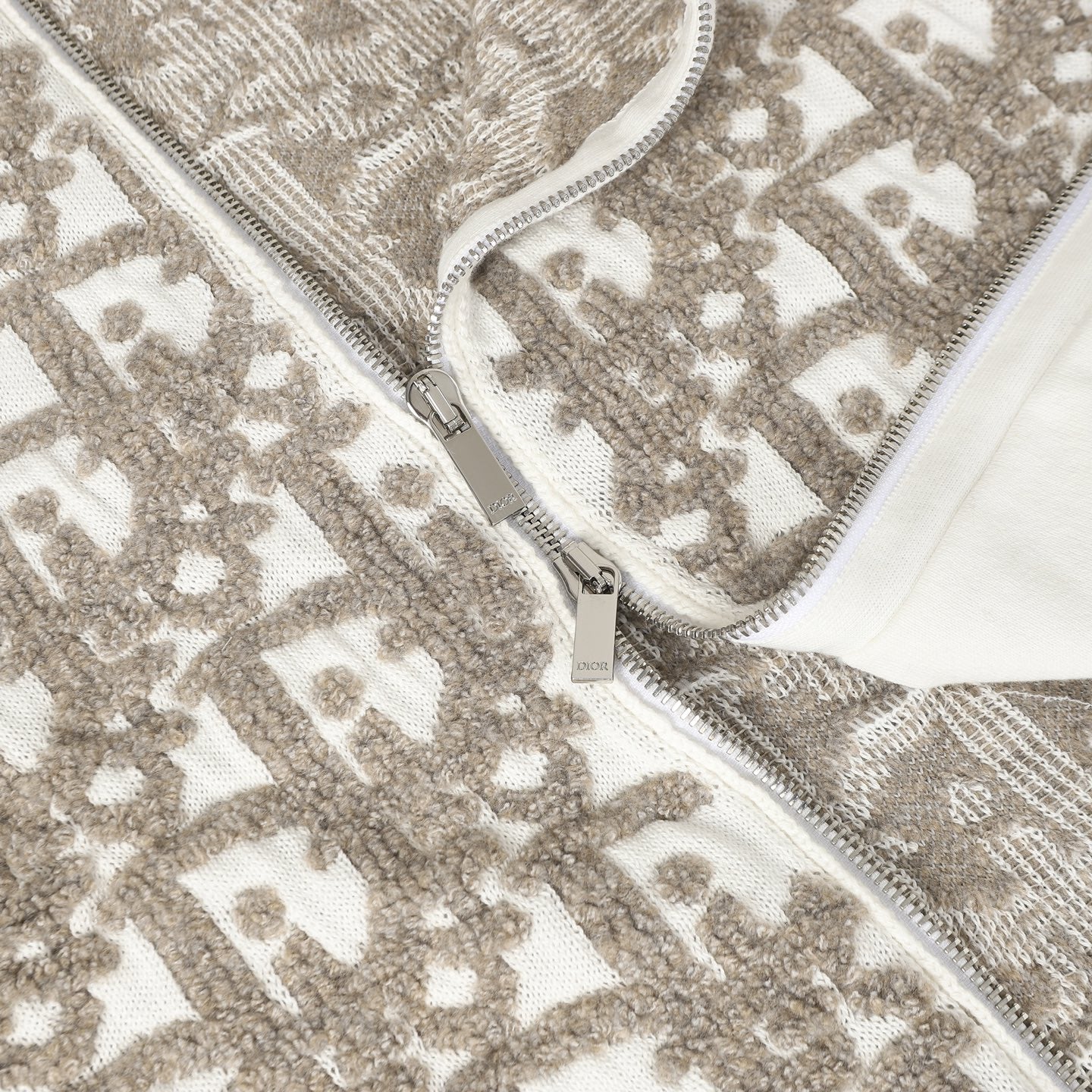 Dior Monogram Pattern Zip - Up Long Sleeve Fashion Sweater