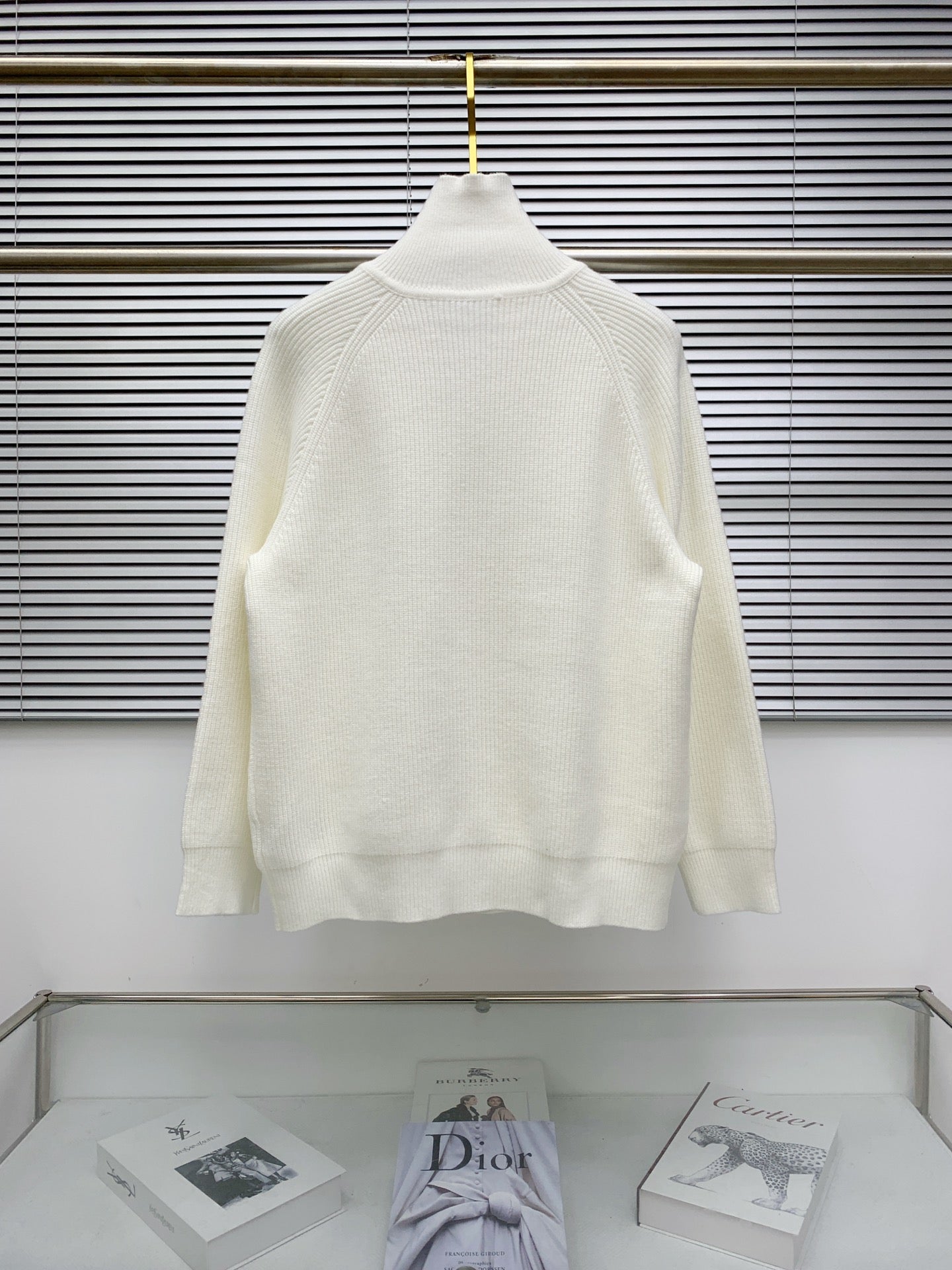 Chrome Hearts Inspired White Knit Cardigan With Collar Metal Buttons And Pockets