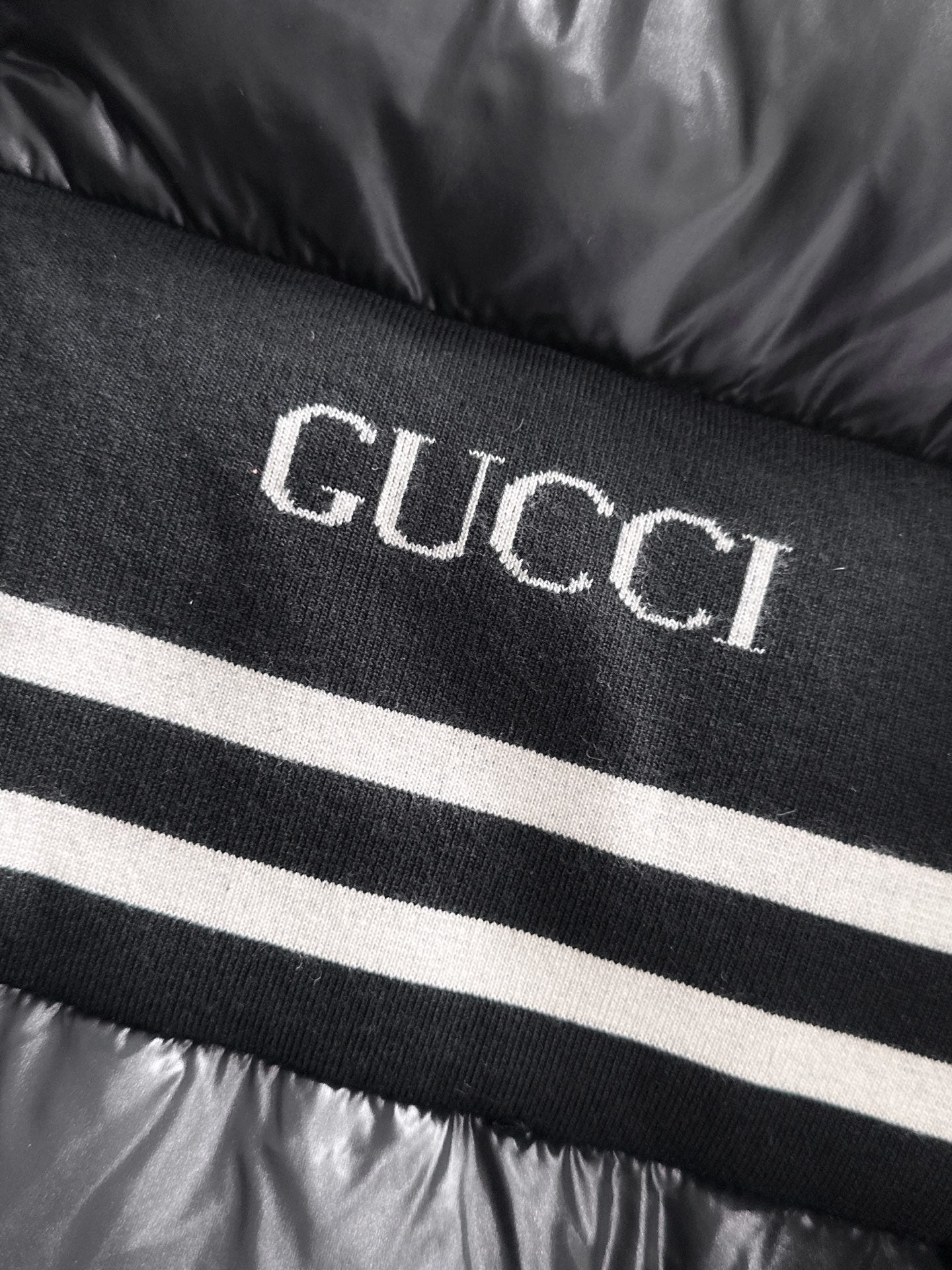Gucci Black High - Neck Down Jacket With Brand Accents