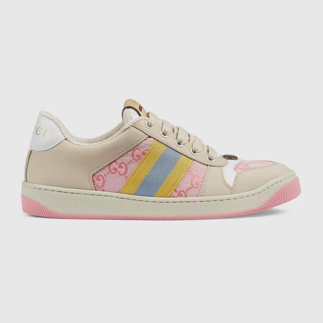 Gucci Unisex Sneakers With Pastel Stripes And GG Monogram Details