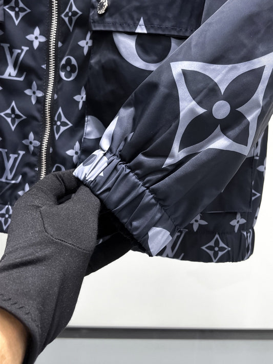 Louis Vuitton Monogram Print Hooded Windbreaker with Zip-Front