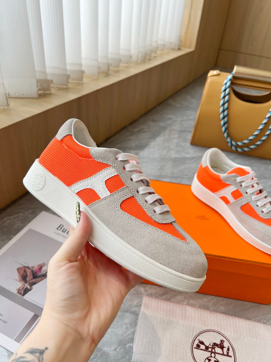 Hermes Women's Sneakers Iconic H Logo Leather Casual Fashion Shoes