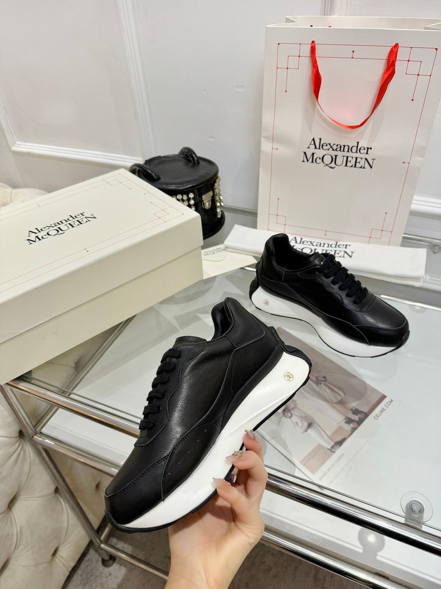 Alexander McQueen Unisex Oversized Sneakers With Metallic Heel Accents