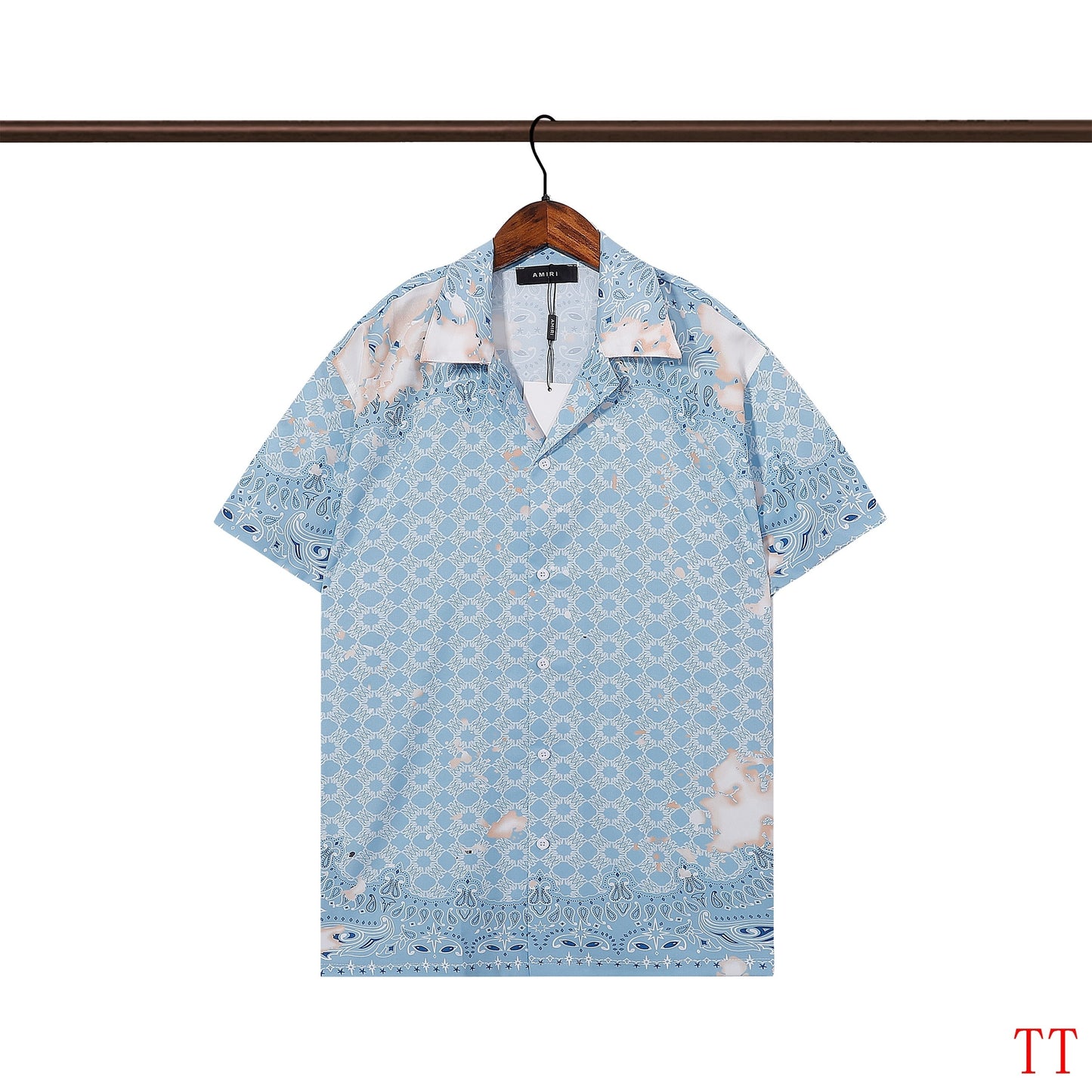 Men's AMIRI Light Blue Patterned Short - Sleeve Shirt And Shorts Set