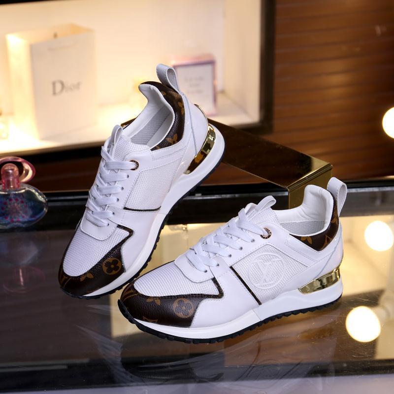 Louis Vuitton Women's White Fashion Sneakers With Signature Patterns And Gold Accents