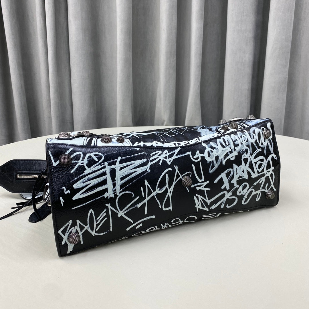 Balenciaga Graffiti - Printed Leather Handbag for Urban Fashion Enthusiasts Style No.385
