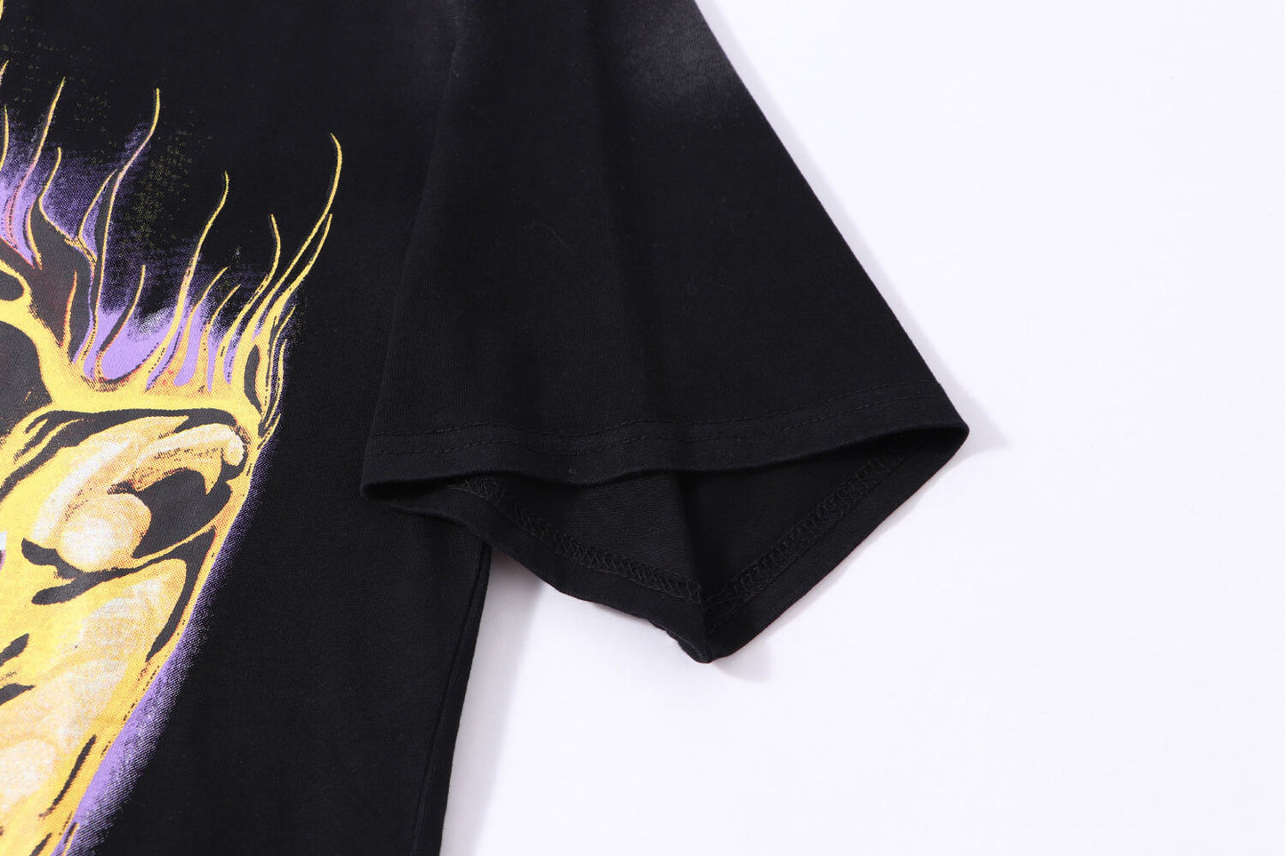 Hellstar Black T - Shirt With Flaming Graphic And Distinctive Rock - Inspired Design