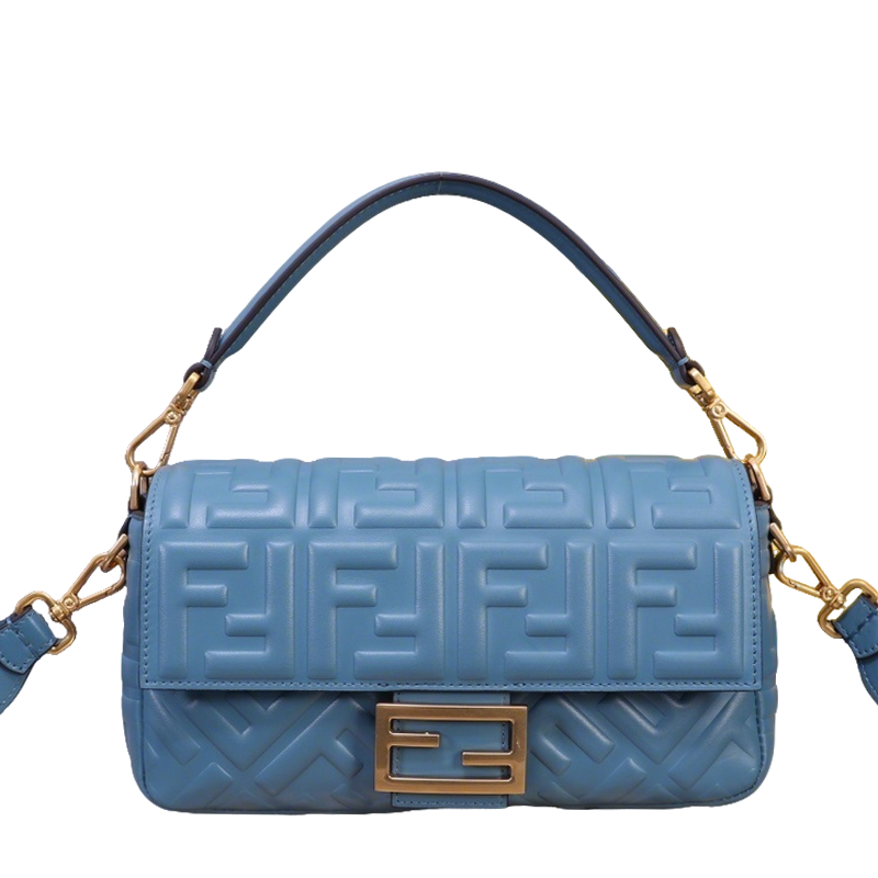 Chic Fendi Baguette Bag With Embossed FF Pattern And Gold - Tone Hardware 52039