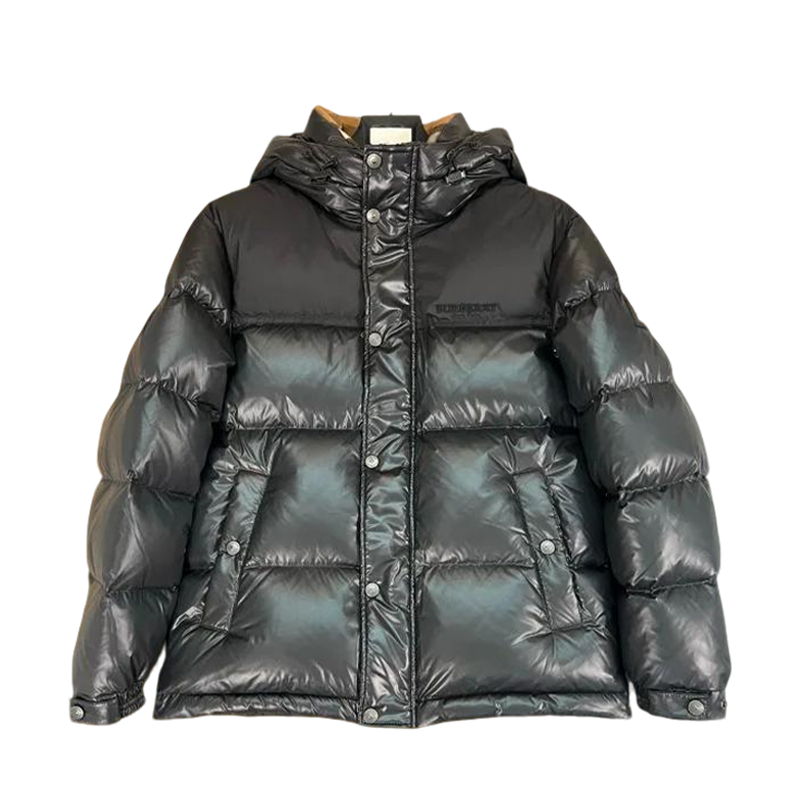 Burberry Shiny Black Hooded Puffer Jacket For Winter Warmth And Style