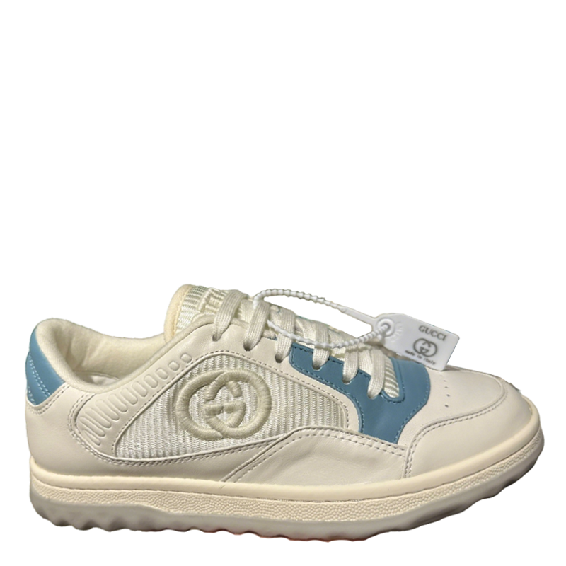 Gucci MAC80 Cream And Blue Leather Sneakers With Interlocking G