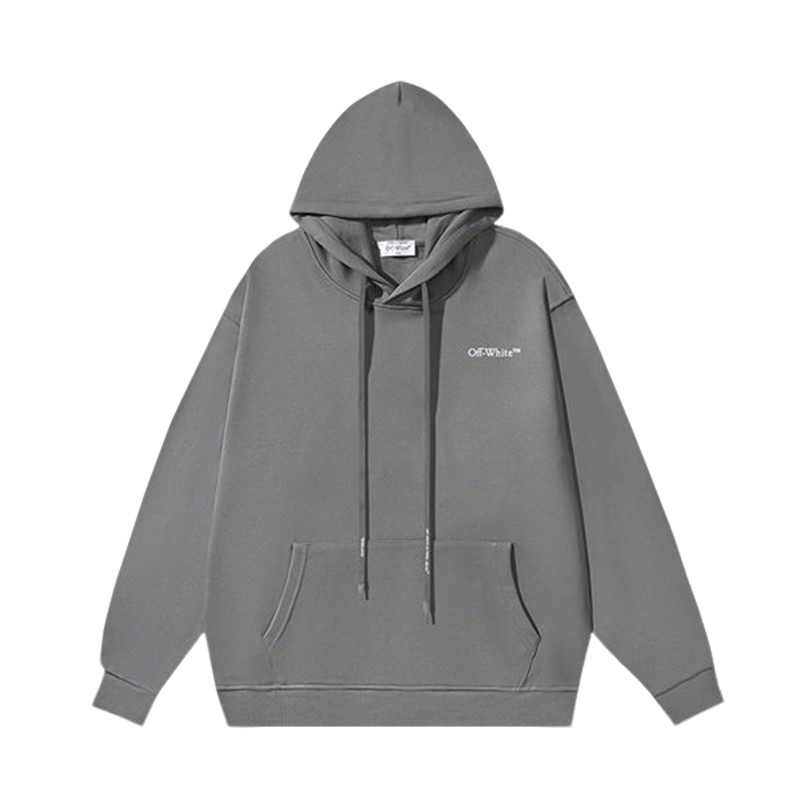 Off-White Gray Hoodie With Minimalist Logo For Effortless Street Fashion