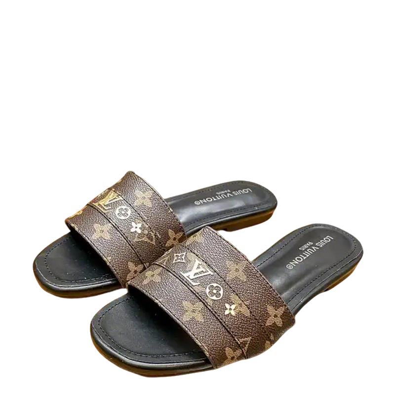 Louis Vuitton Monogram Print Flat Slides For Women