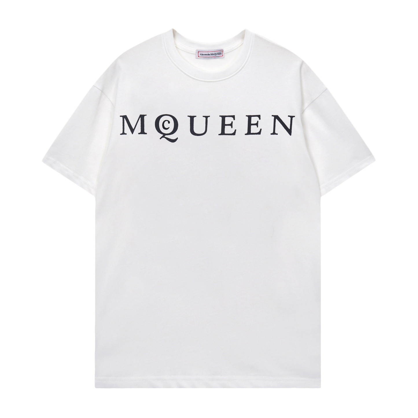 Alexander McQueen White T - Shirt With Classic Black MQUEEN Logo Print