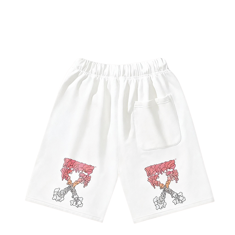 Off - White Men's White Drawstring Shorts with Signature Art Prints