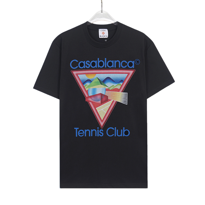 Casablanca Black/White/Pink Tennis Club T - Shirt With Colorful Triangle Graphic Design