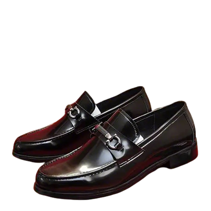 Salvatore Ferragamo Men's Polished Black Leather Gancini Loafers