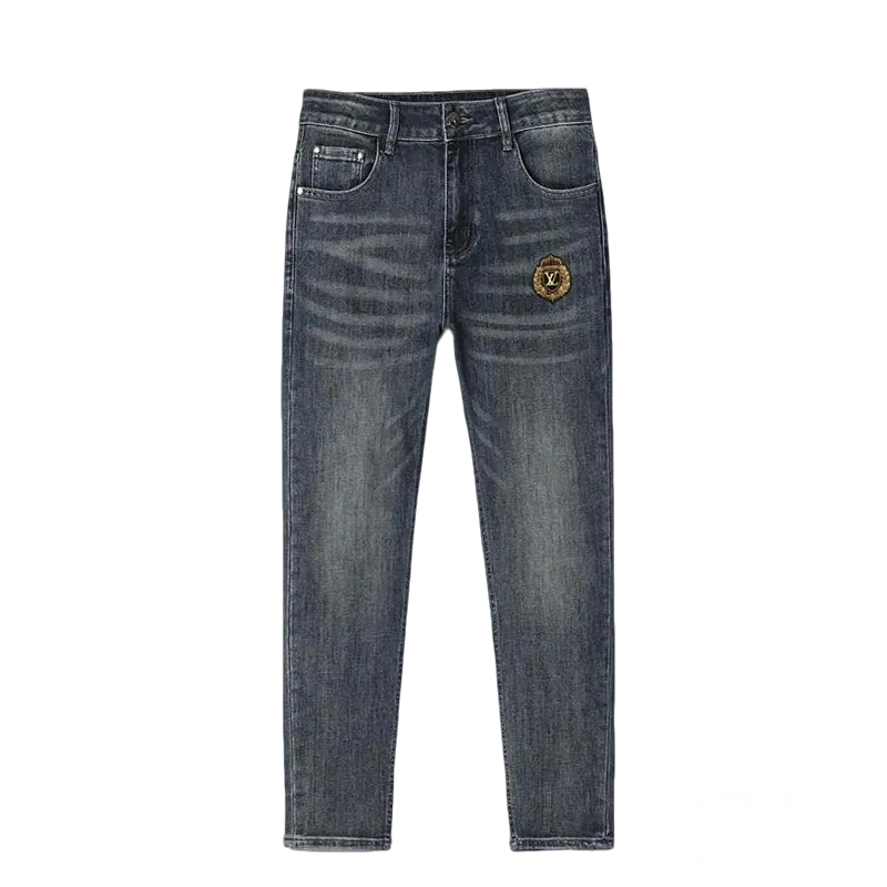 Louis Vuitton Men's Dark Blue Denim Jeans With Luxury Emblem