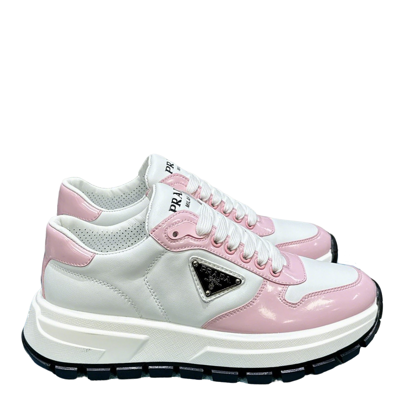 Prada Pink And White Chunky Platform Sneakers For Fashion