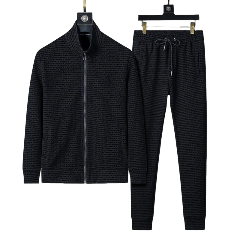 Men's AMIRI Black Textured Zip - Up Jacket And Jogger Set