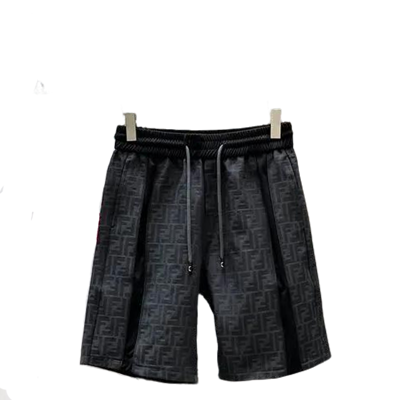 Fendi Men's Black FF Logo Pattern Casual Shorts