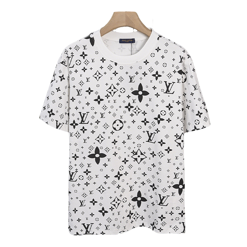 Louis Vuitton Monogram Printed White Short Sleeve T Shirt for Fashion Enthusiasts
