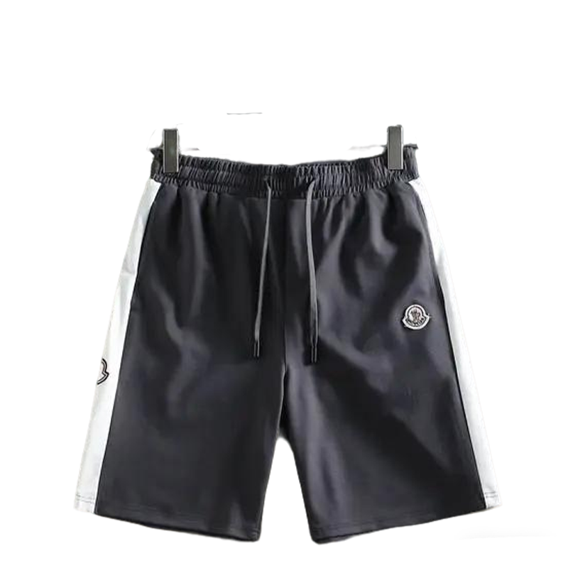 Moncler Men's Black and White Drawstring Casual Shorts