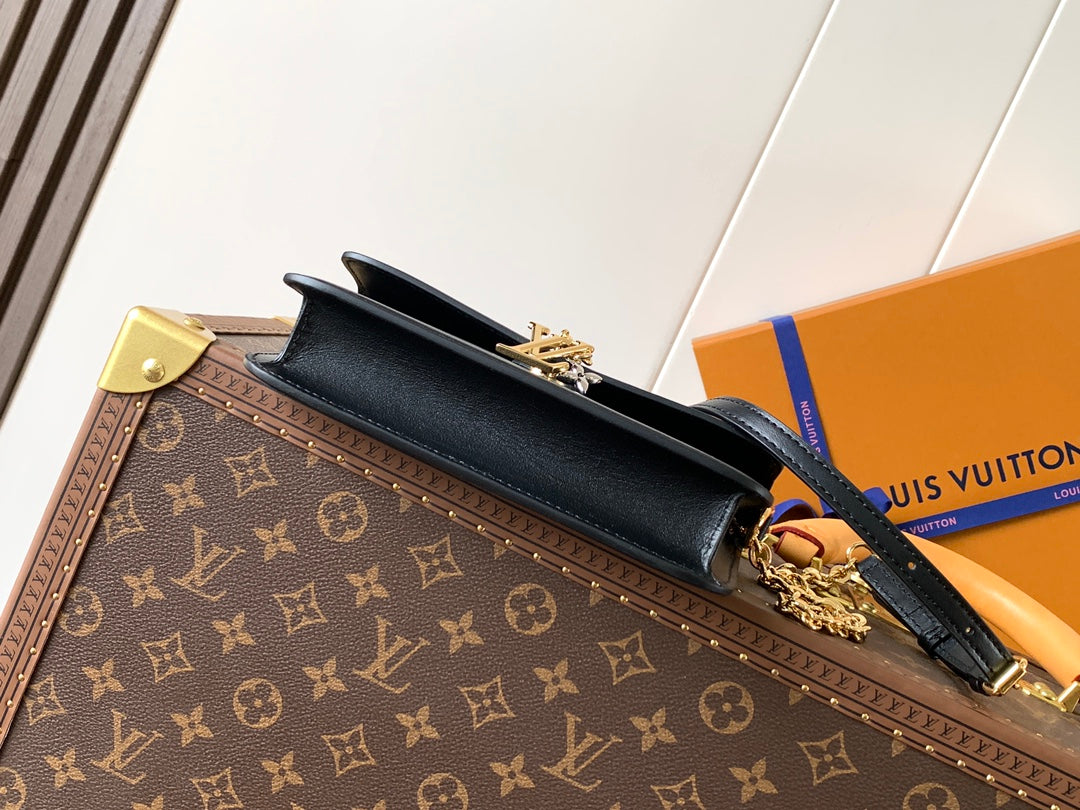 Stylish Louis Vuitton Leather Chain Bag With Gold LV Charm for Fashion Enthusiasts 4 colors available