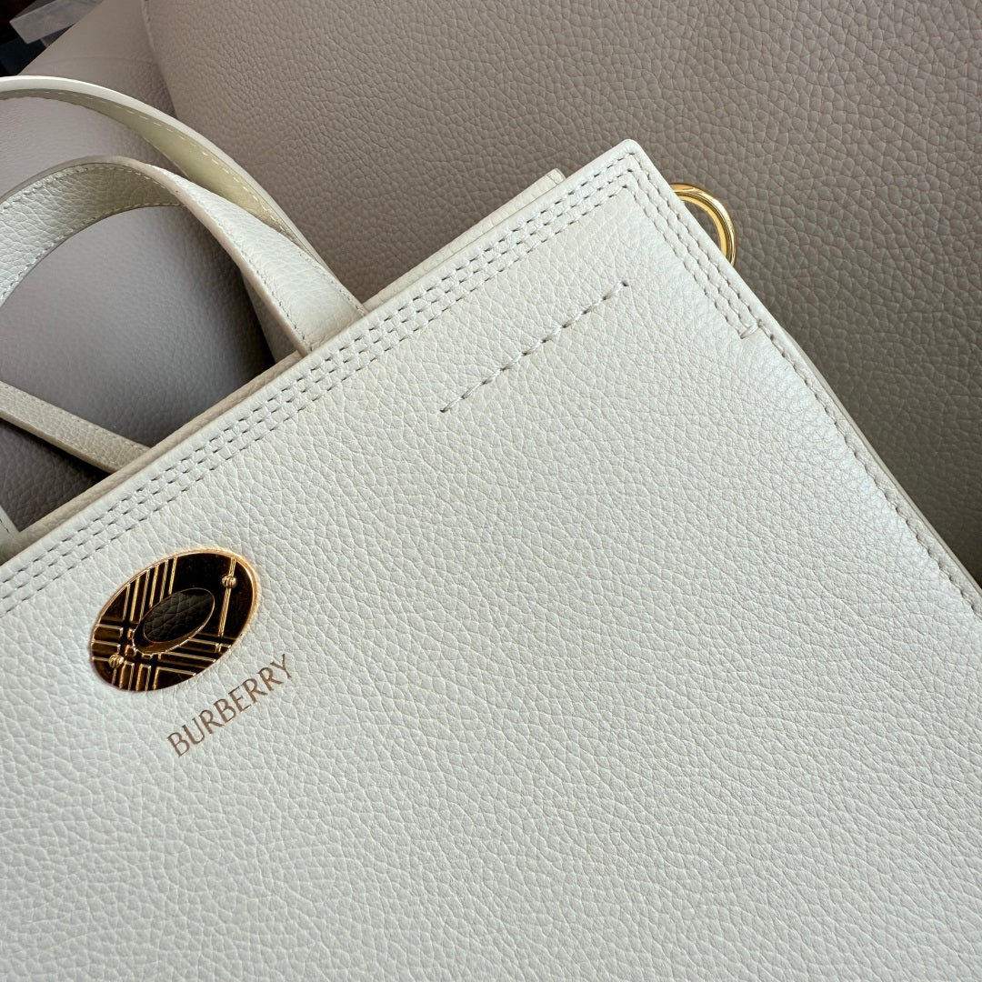 Timeless Cream Burberry Handbag with Gold - Tone Embellishment and Detachable Strap Style No.3491