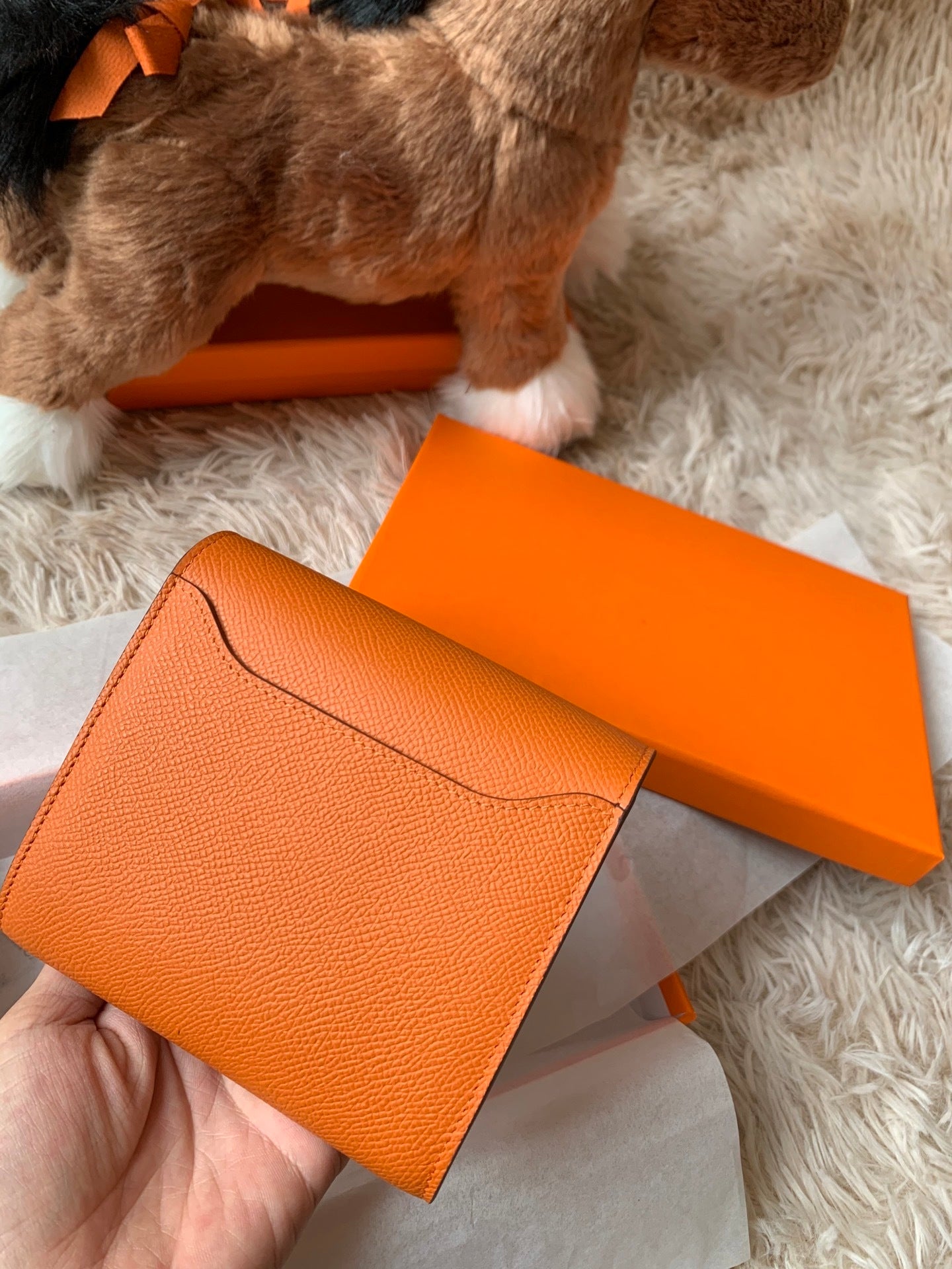 Elegant Brown Hermes Constance Wallet with Iconic H Buckle 1313