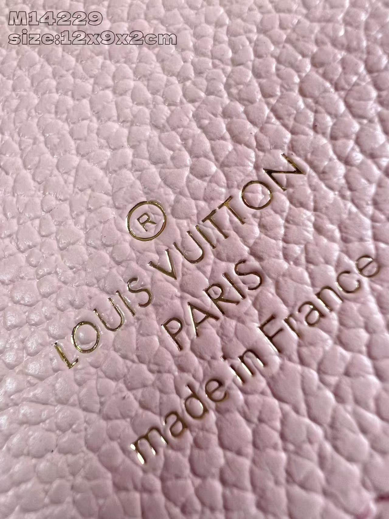 Chic Louis Vuitton Pink Leather Wallet With Embossed Monogram And Gold Accent M14229