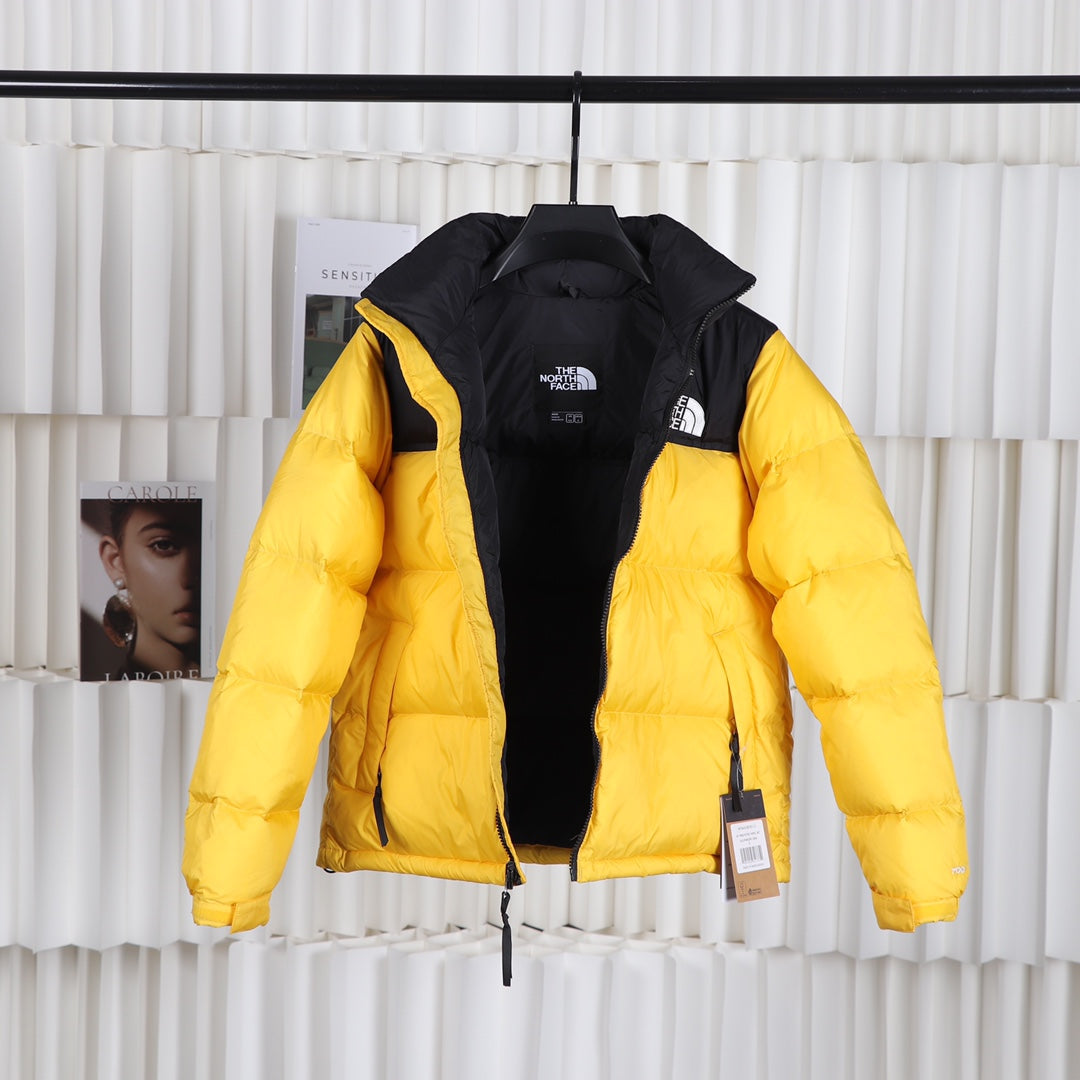 The North Face Yellow Black Puffer Jacket Warm Winter Outerwear