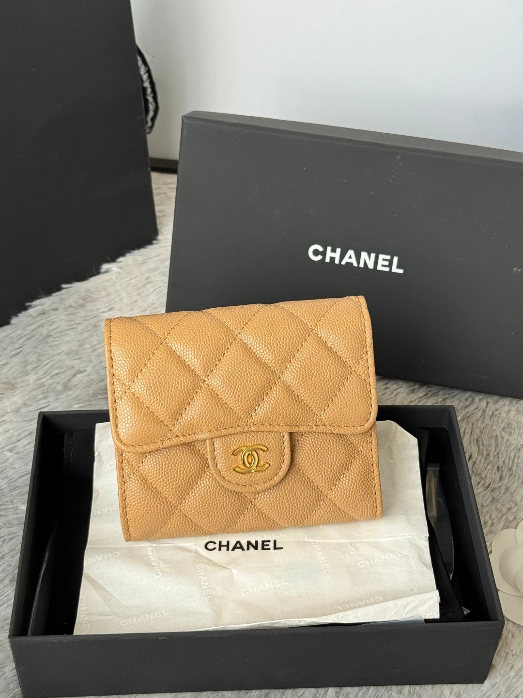 Chanel Black Quilted Leather Small Wallet with Gold - Tone CC Logo 82288