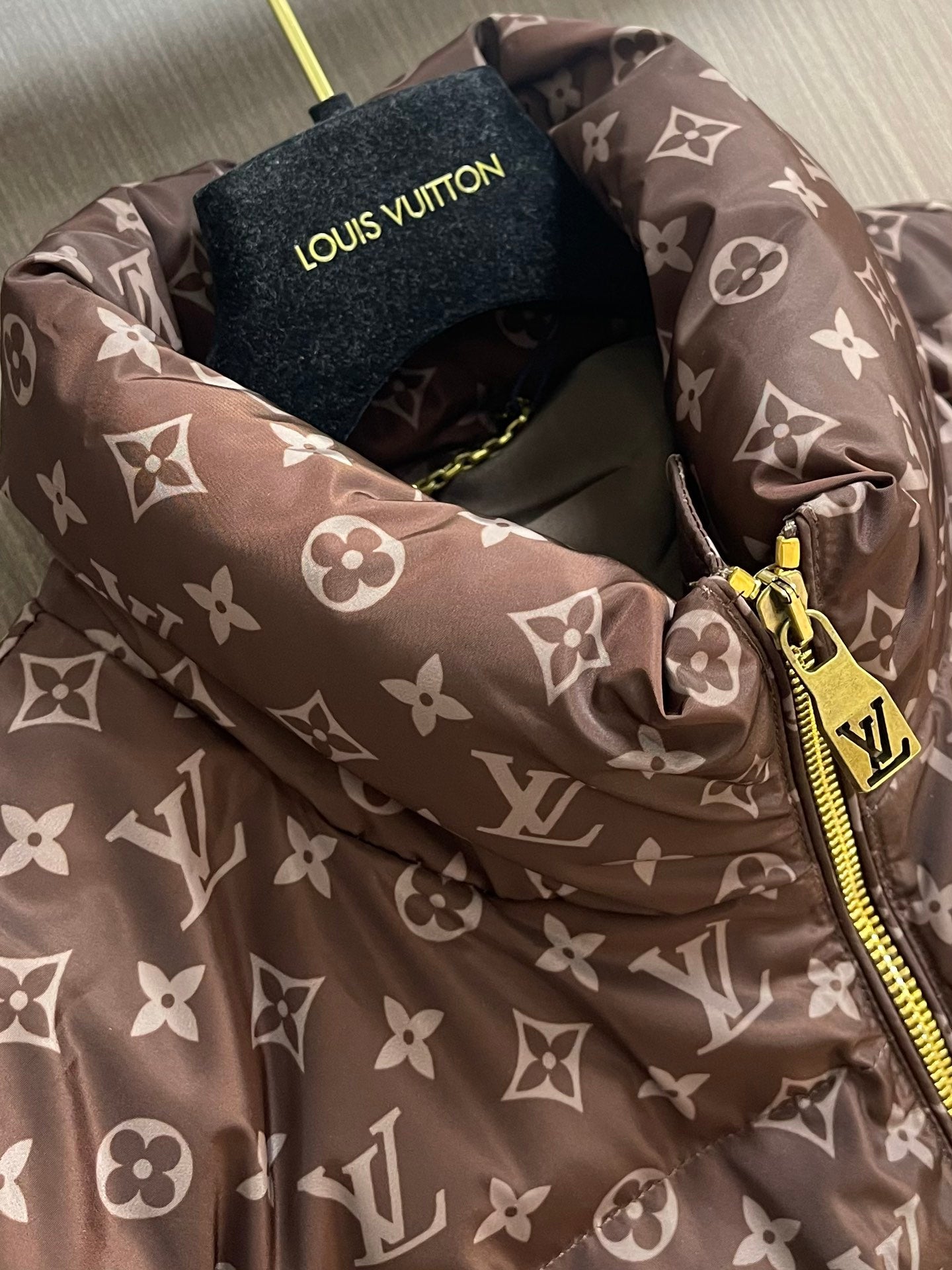 Louis Vuitton Brown Monogram High - Neck Down Jacket
