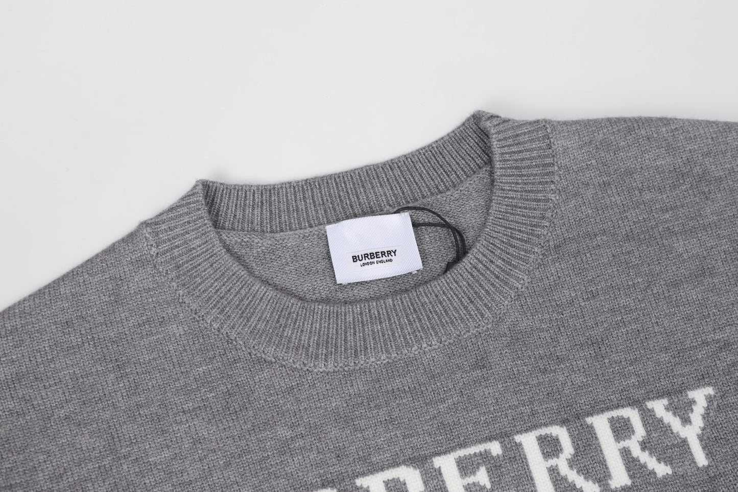 Burberry Men's Grey Crew Neck Sweater With Equestrian Print