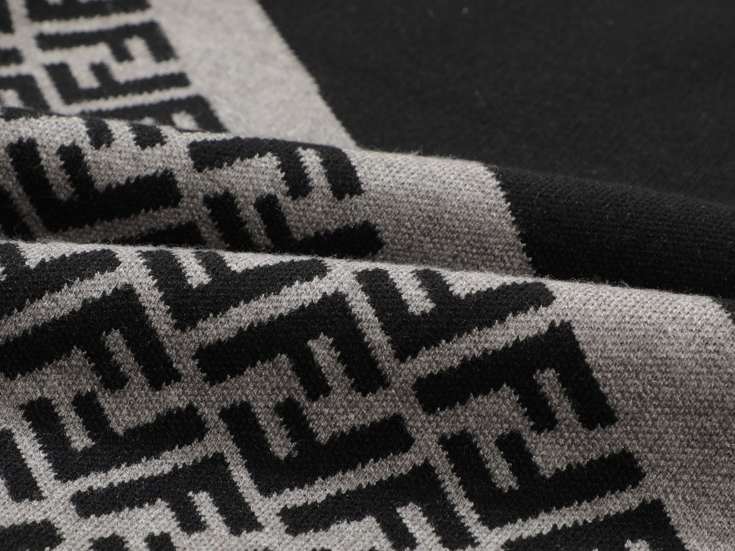 Fendi Black Crew Neck Sweater With Signature FF Pattern