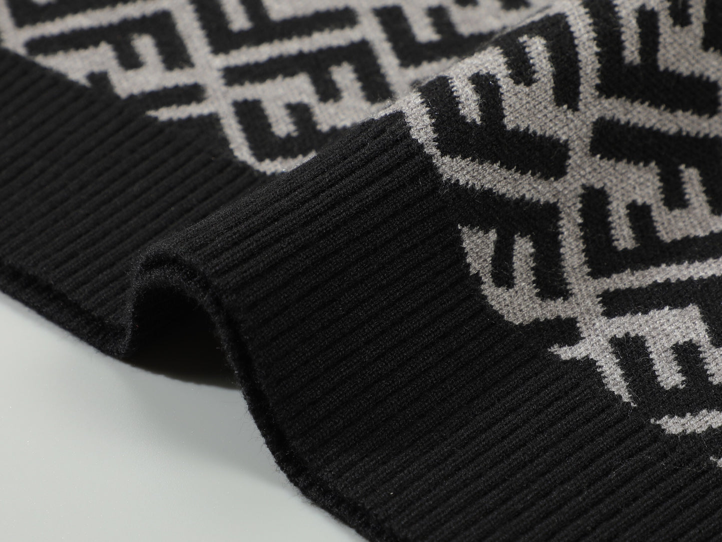 Fendi Black Crew Neck Sweater With Signature FF Pattern