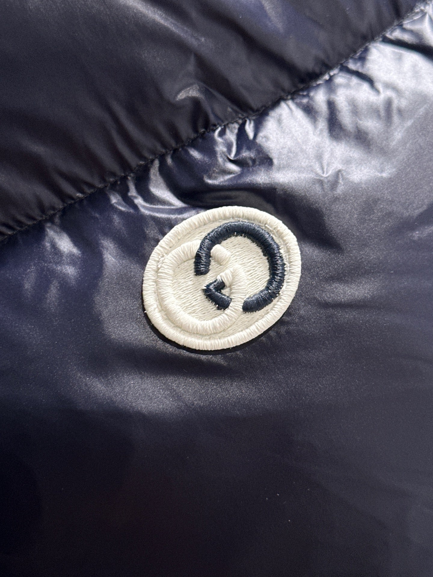 Gucci Navy Blue High - Neck Down Jacket With Brand Details